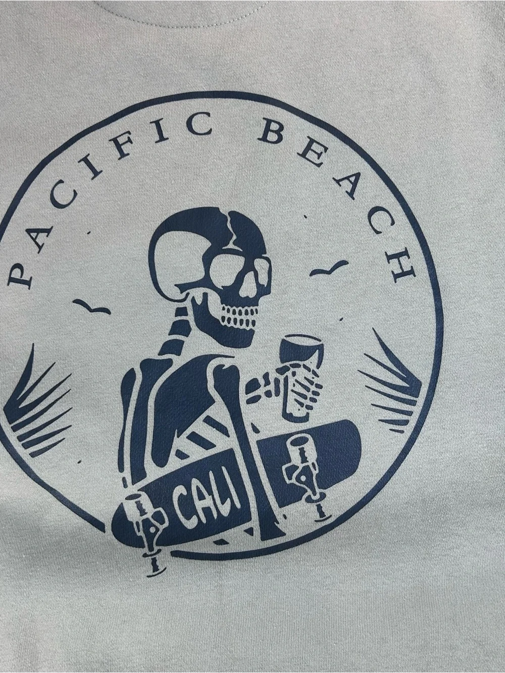 Pacific Beach Skeleton Sweatshirt Mens XL Tan Cali Skull Graphic Crewneck